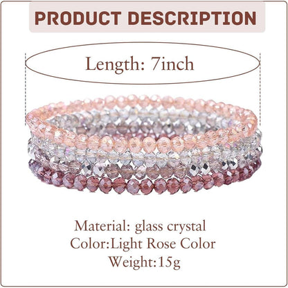 Damen Kristall Perlen Armband Mehrschichtig Boho Schwarz Lila