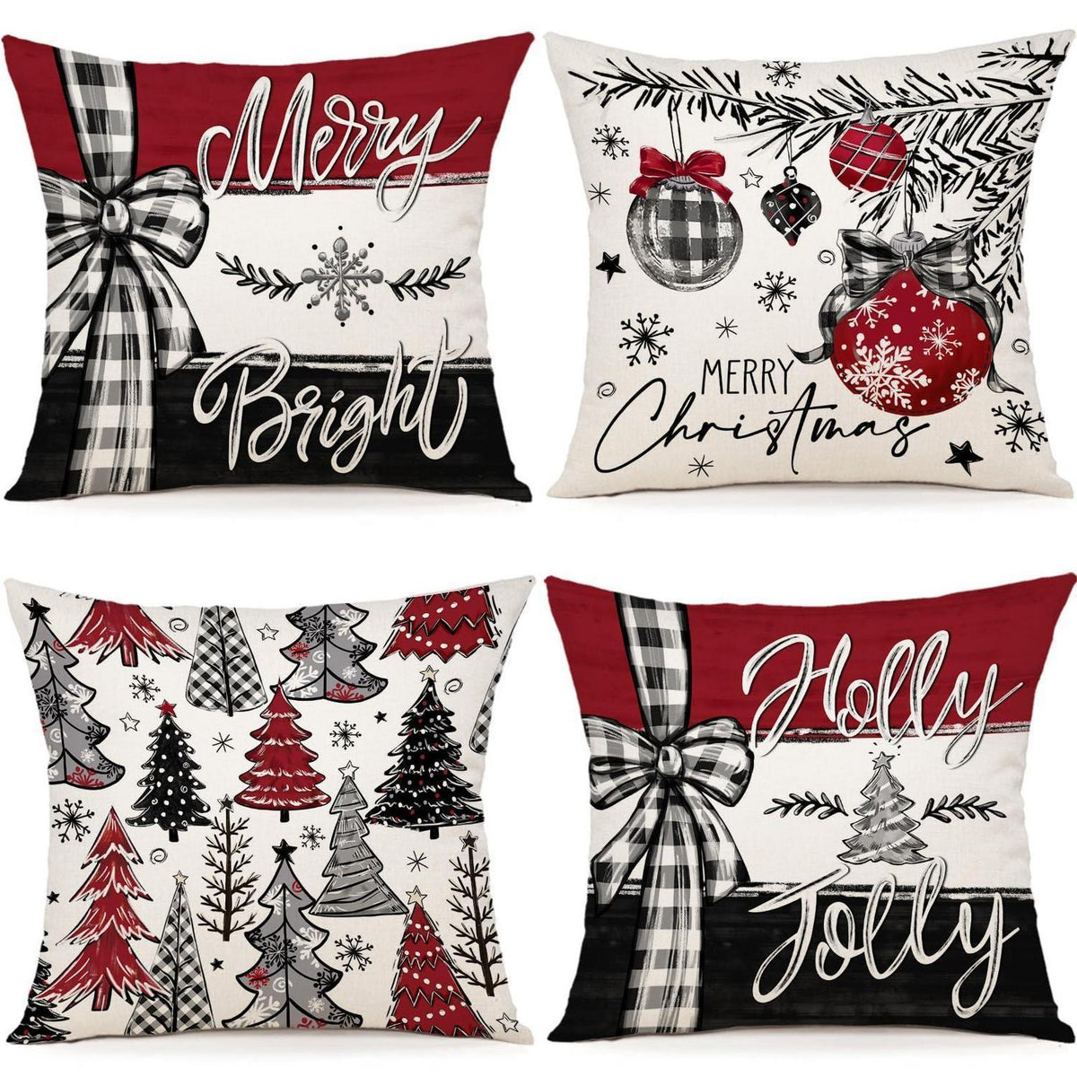 Weihnachtskissenbezug 50x50 cm - 4er Set für Wohnzimmer & Schlafzimmer
