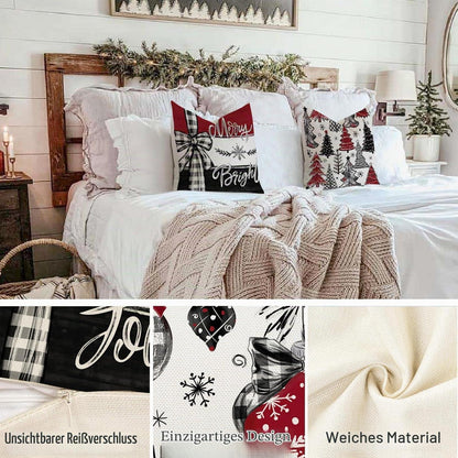 Weihnachtskissenbezug 50x50 cm - 4er Set für Wohnzimmer & Schlafzimmer