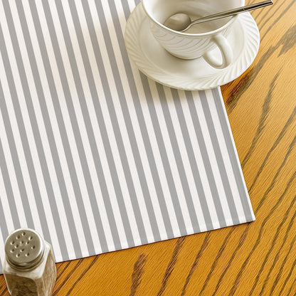Grau gestreifte Tischdecke 85x85 cm – Abwaschbar & Pflegeleicht