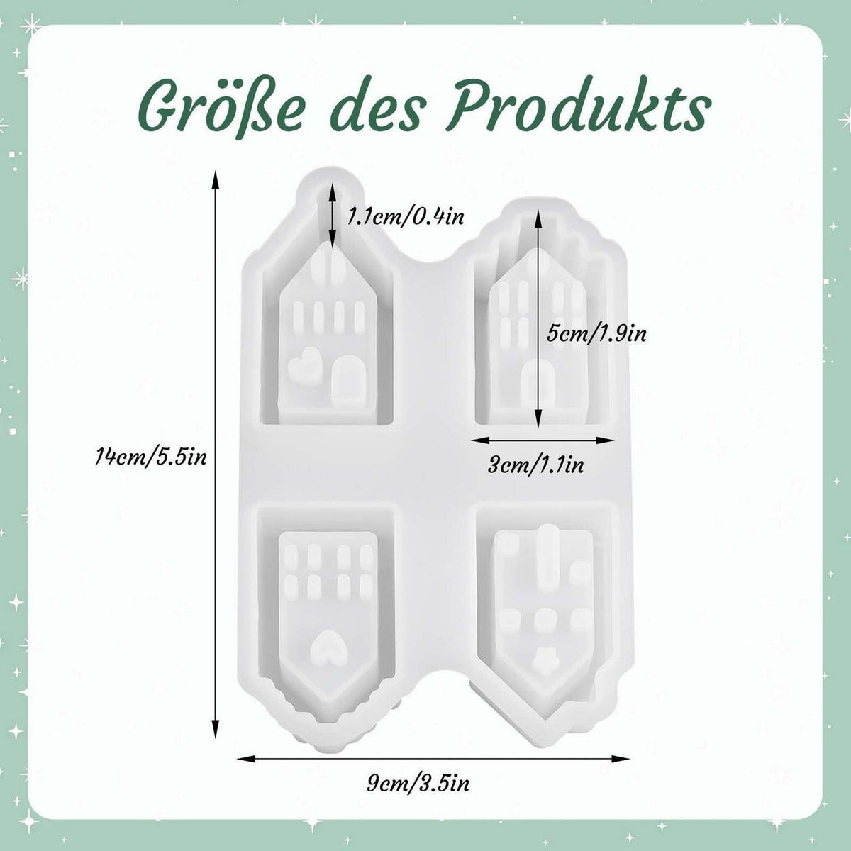 4x 3D Silikonform Haus – Gießformen für Kerzen & Deko