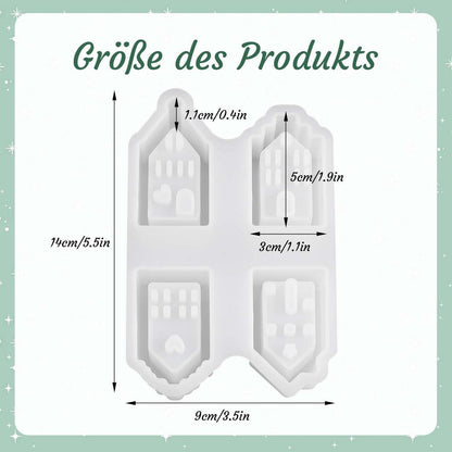 4x 3D Silikonform Haus – Gießformen für Kerzen & Deko