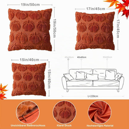 2x Herbst Kissenbezug 50x50cm Kürbisdeko Braun