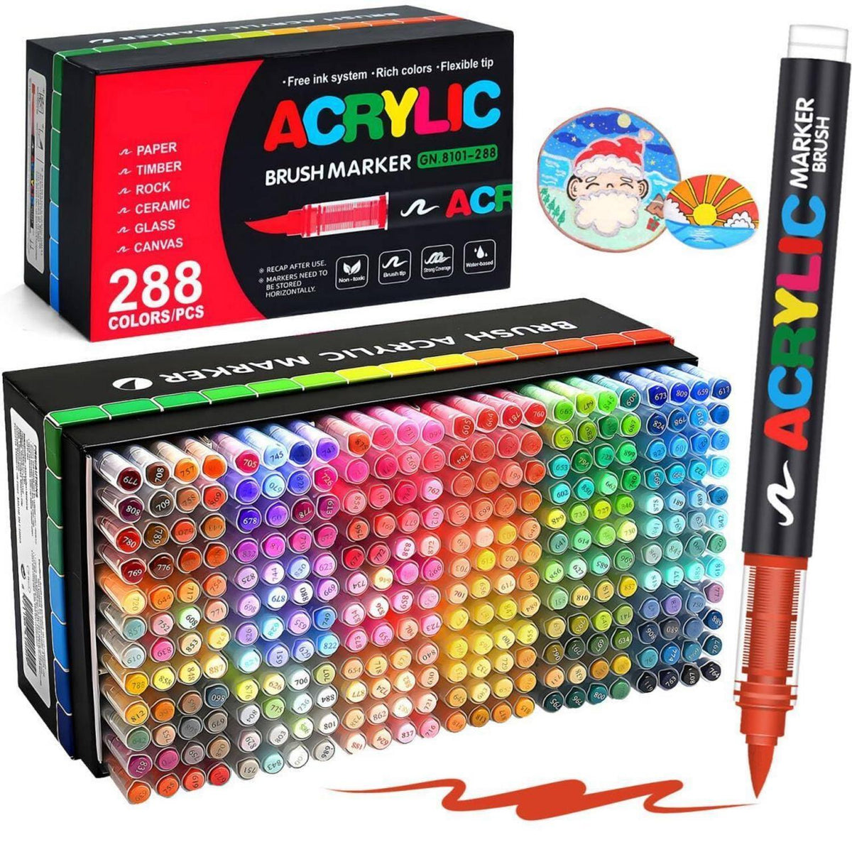 288 Acrylstifte Set – Wasserfest, Brush Tip, Vielseitig