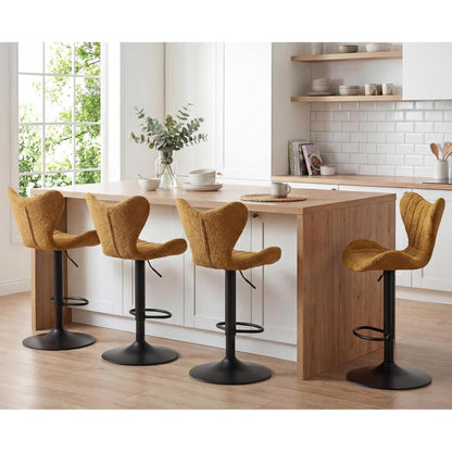 Barhocker Set 4er – Chenille, Höhenverstellbar & Fußstütze