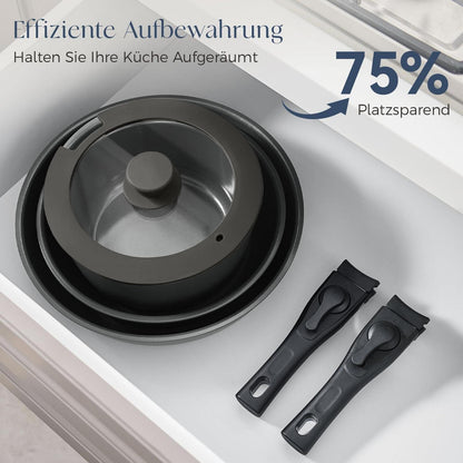14-teiliges Keramik Topfset mit Abnehmbarem Griff