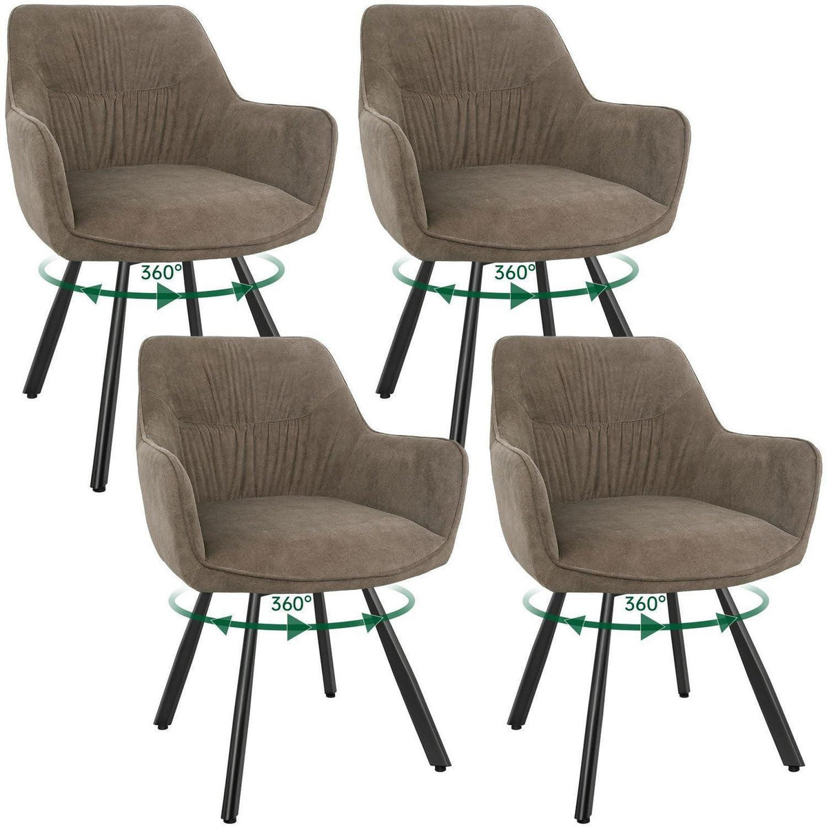 Drehbarer Esszimmerstuhl Set Braun – Samt, 360° & Komfort