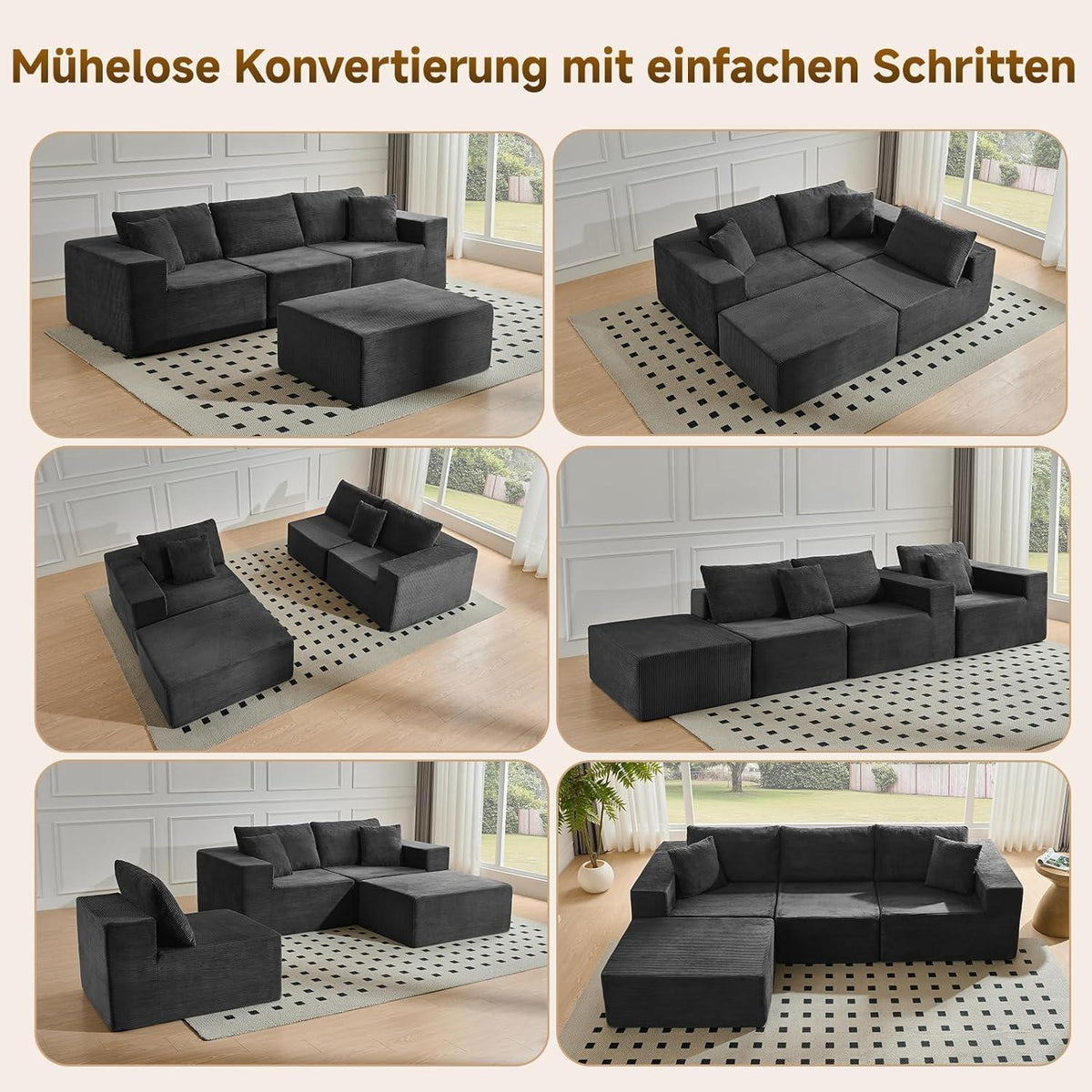 Großes Ecksofa 275cm mit Schlaffunktion & Ottomane