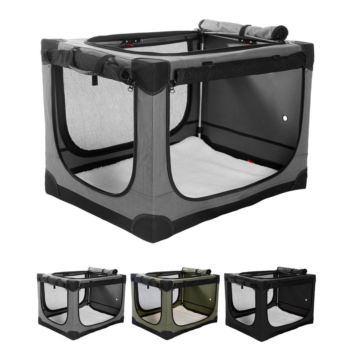 Faltbare Hundebox für mittelgroße Hunde – Grau 60x42x42cm
