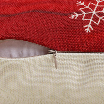 4er Set Kissenbezüge Weihnachten Rote Kardinäle & Kiefernzapfen