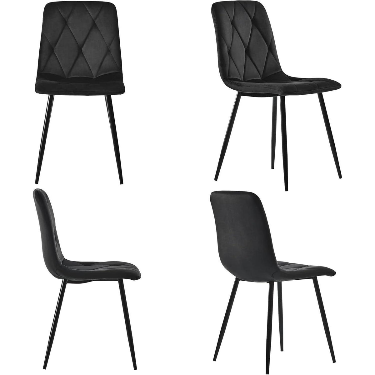 Runder Esstisch Set mit 4 Samtstühlen – Modern & Elegant