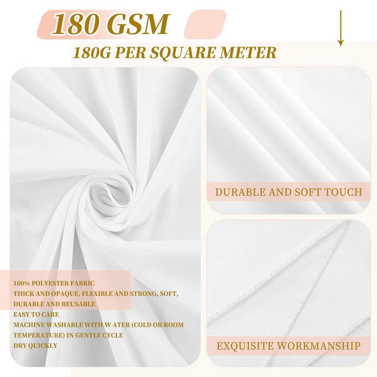 12x Weiße Tischdecken 132x132cm – Quadratisch & Waschbar