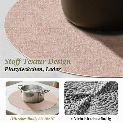 Rundes Kunstleder Platzset 6er-Set Rosa/Creme – Hitzebeständig & Pflegeleicht