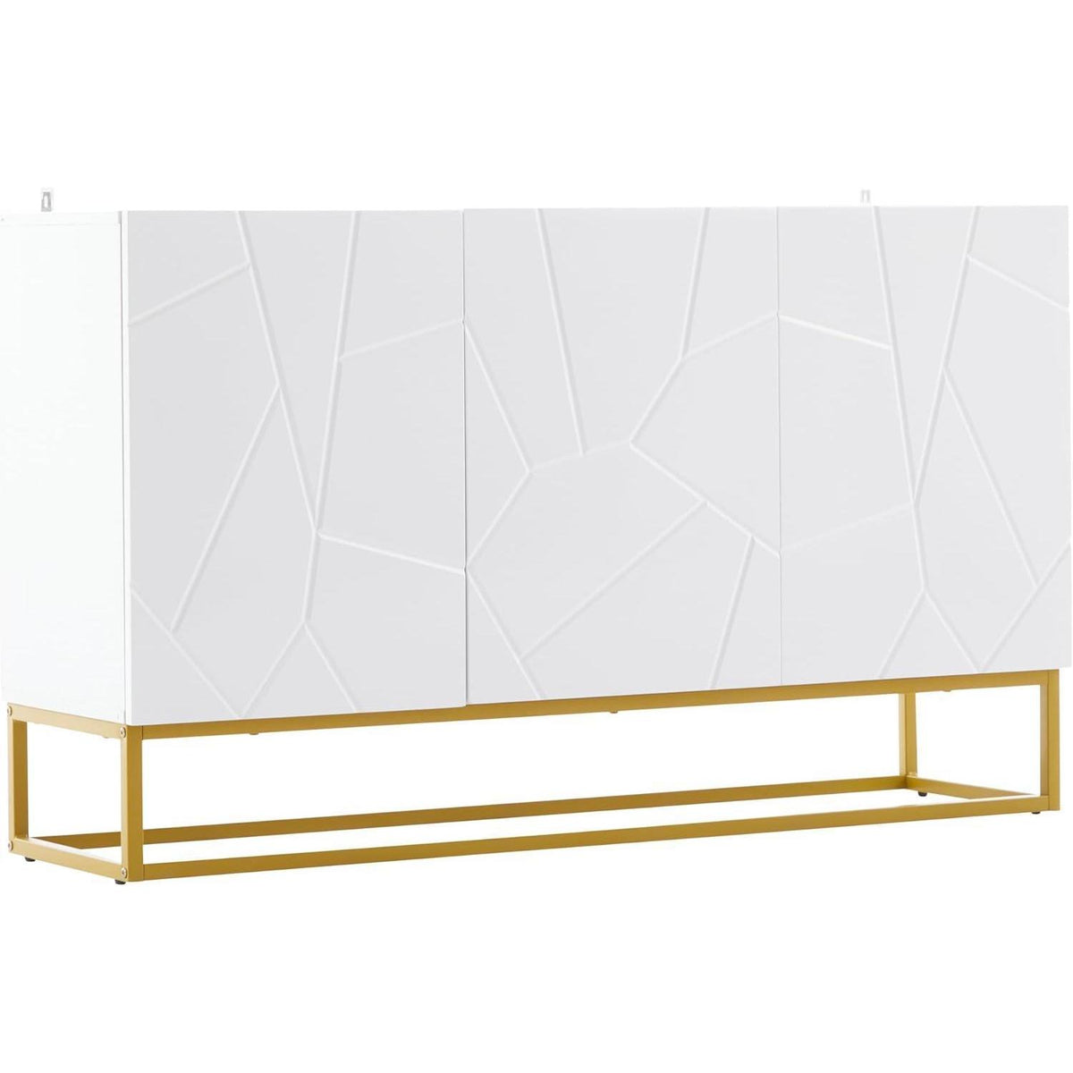 Hochglanz Sideboard Weiß mit 4 Fächern & Verstellbaren Regalböden