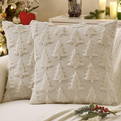 Weihnachtliche Kissenbezüge 2er Set – Beige, 50x50 cm