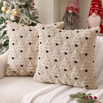 Weihnachtliche Kissenbezüge 2er Set Kurz Wolle & Samt 40x40 cm