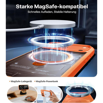 iPhone 17 Pro Max Hülle mit 360° Ständer & MagSafe - Orange