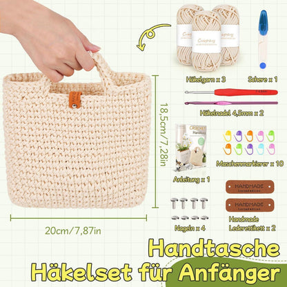Häkelset Tasche für Anfänger mit Anleitung und Wolle