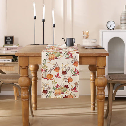 Herbst Tischläufer 40x140 cm – Orange Grün Blätter Deko