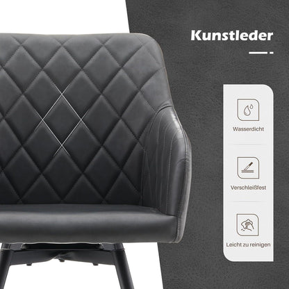 Drehbare Esszimmerstühle 2er Set – Bequeme Stühle in Lederoptik