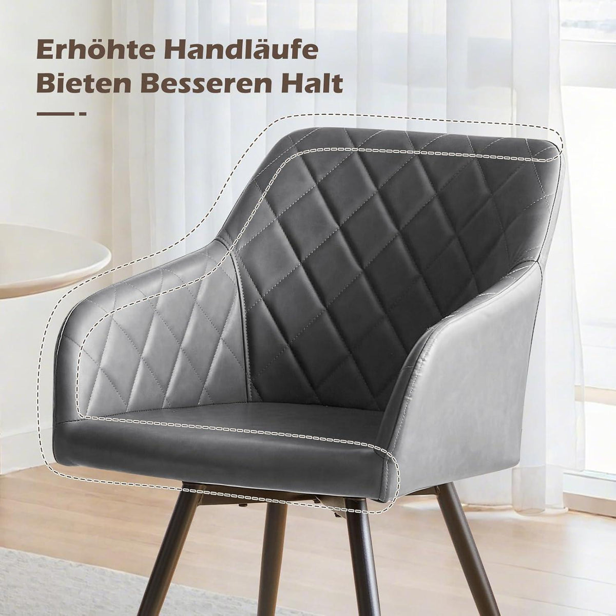 Drehbare Esszimmerstühle 2er Set – Bequeme Stühle in Lederoptik