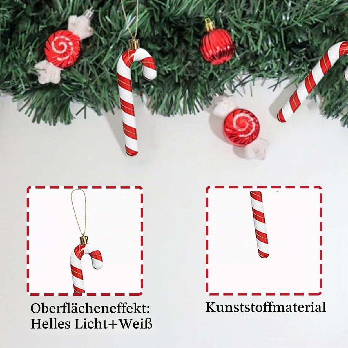 Christbaumschmuck Zuckerstangen 6er-Pack Burgunderrot