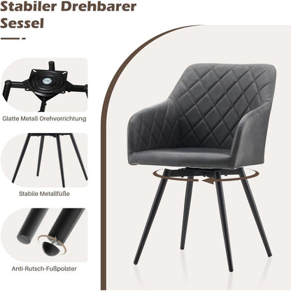 Drehbare Esszimmerstühle Set 4 – Bequeme Stühle in Lederoptik