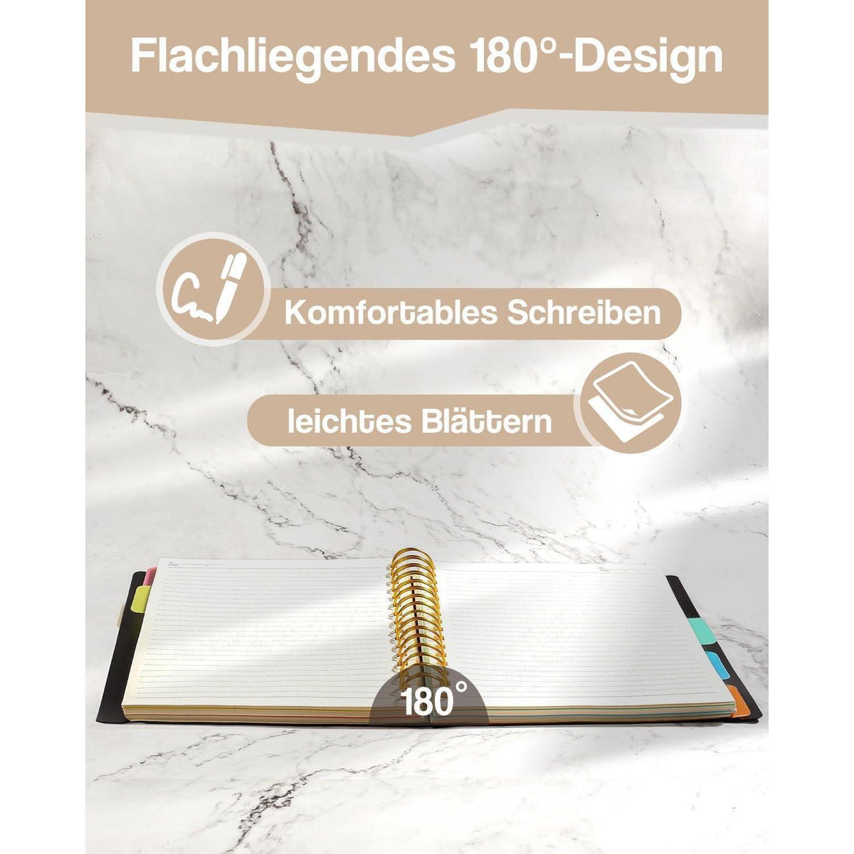 A4 Ringbuch mit Register – Schwarz, 300 Seiten