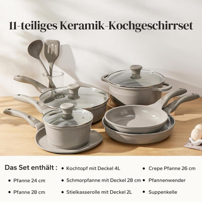 11-teiliges Keramik Topfset Induktion – Grau
