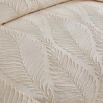 Getuftete Bettwäsche 220x240 Beige Blattmuster mit Kissenbezügen