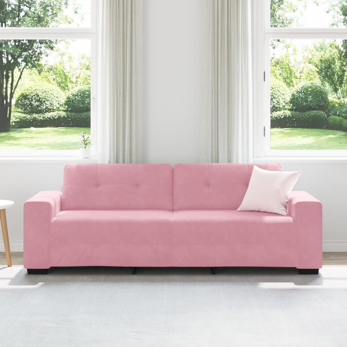 Rosa 3-Sitzer Samtsofa mit Kissen – 180 cm Modernes Design