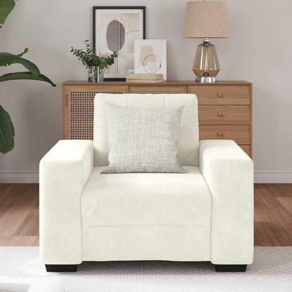 Getufteter Samt Sessel Creme - Kleiner Wohnzimmer Couch 60cm