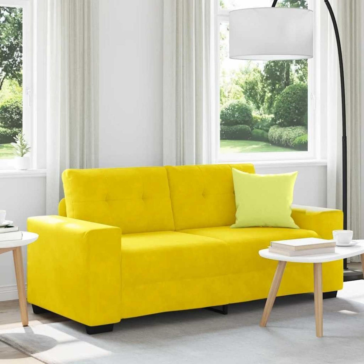 Gelbes Samt Sofa mit Schlaffunktion – Zweisitzer 140cm