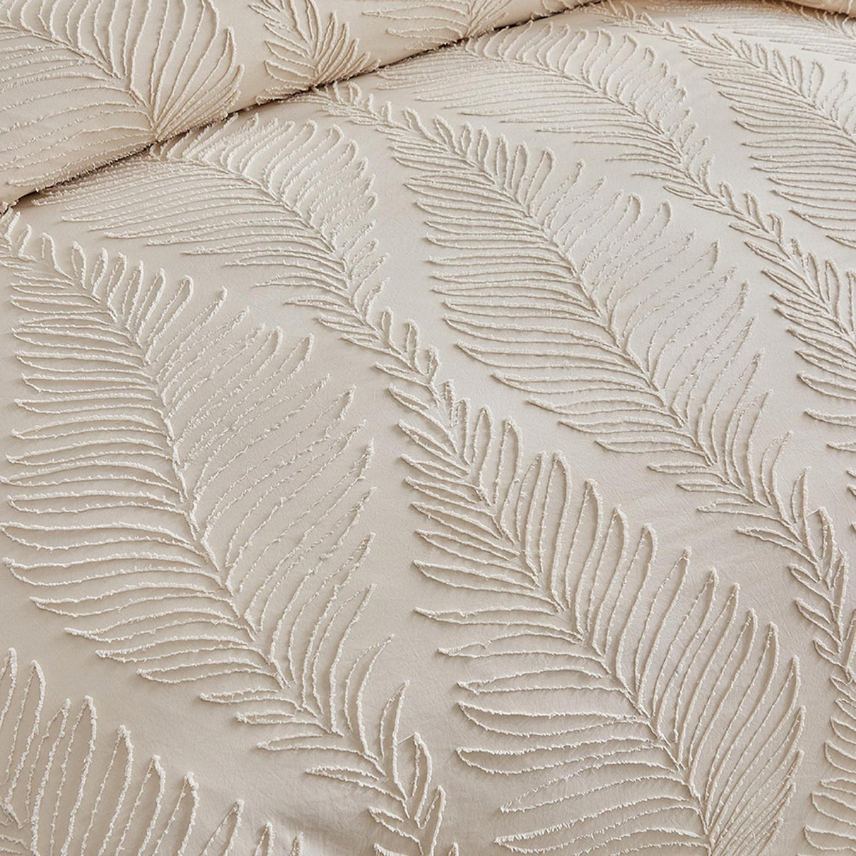 Bettwäsche-Set 135x200 cm, Beige Blattmuster, 4-teilig