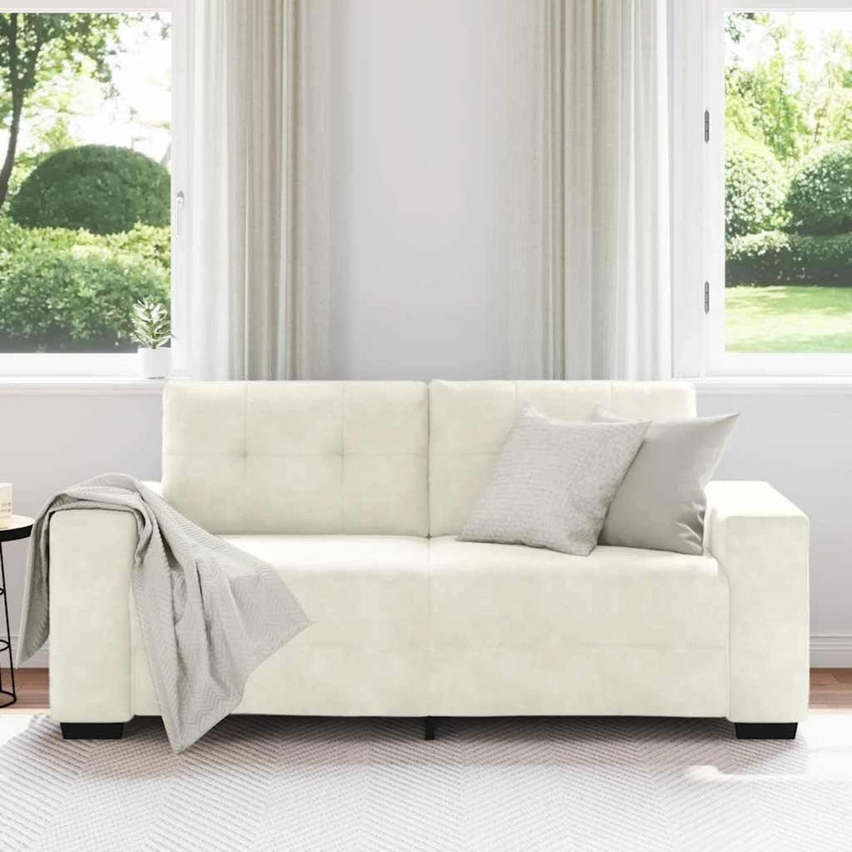 Zweisitzer Sofa Creme mit Schlaffunktion – Samt & Modernes Design
