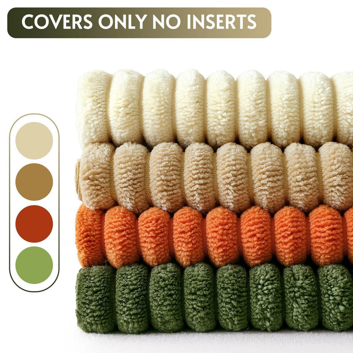 4er Set Cord Kissenbezüge 50x50 cm Grün Orange Braun Beige