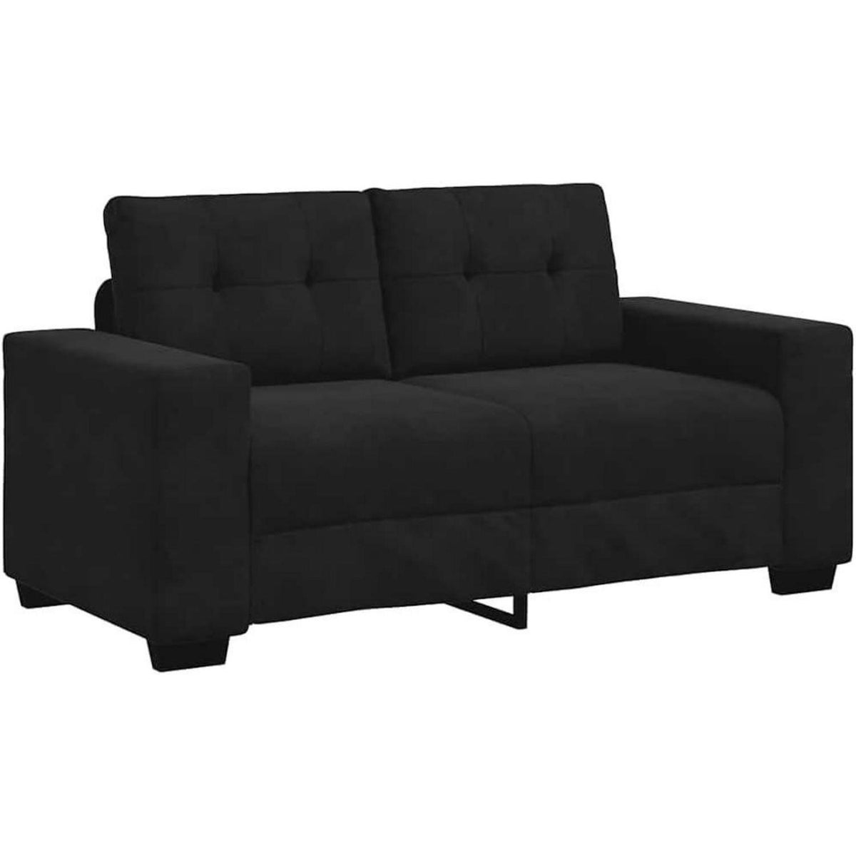 Zweisitzer Sofa Schwarz – Samtstoff, Modernes Design mit Kissen
