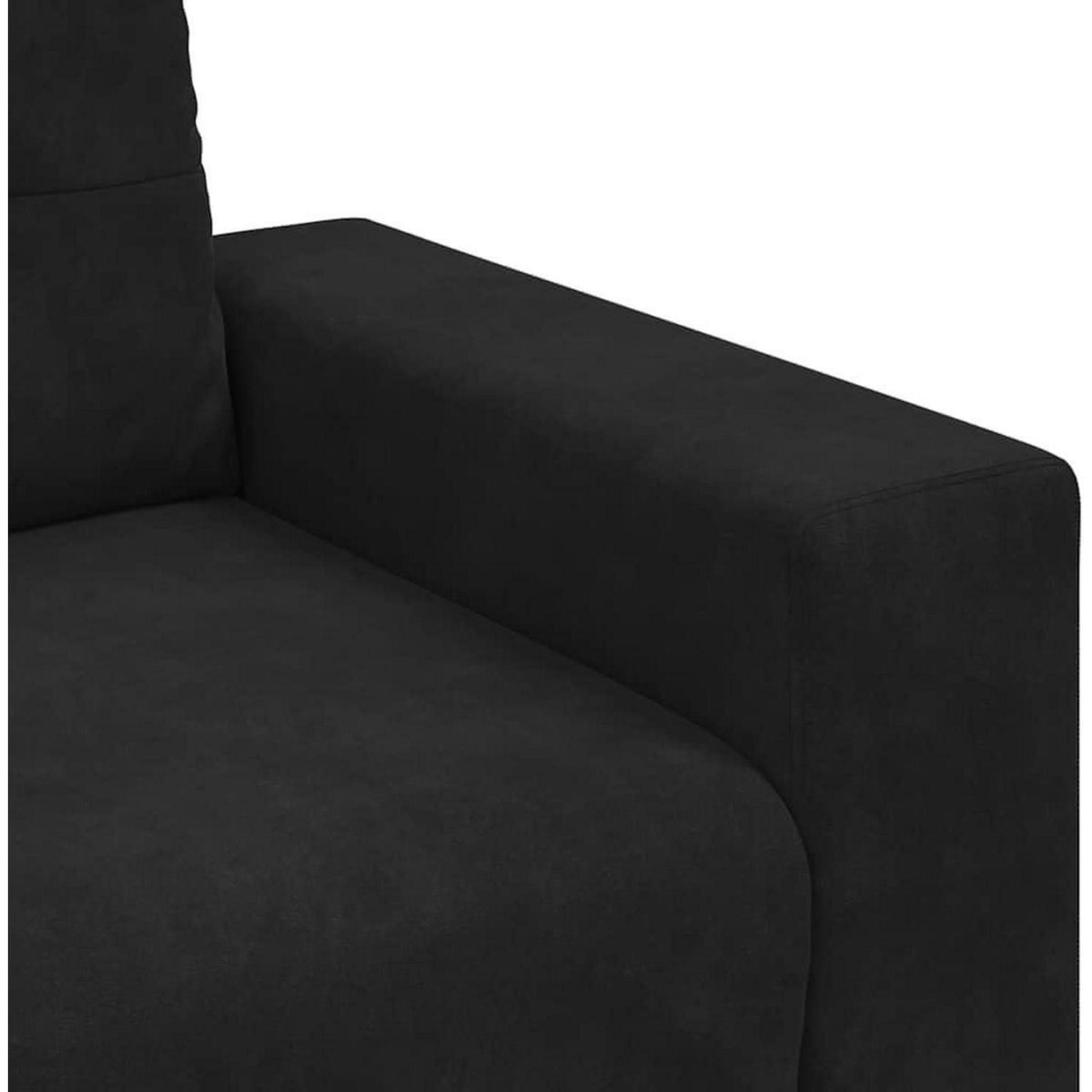 Zweisitzer Sofa Schwarz – Samtstoff, Modernes Design mit Kissen