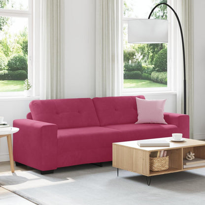 Weinrot 3-Sitzer Samtsofa – 180 cm Polstersofa