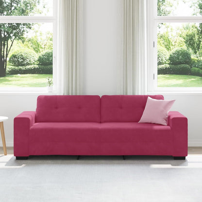 Weinrot 3-Sitzer Samtsofa – 180 cm Polstersofa