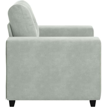 Hellgrauer Samt Sessel – Kleines Sofa 60 cm, Modernes Design