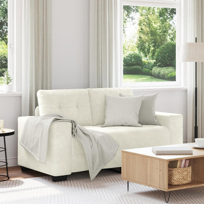 Creme 2-Sitzer Samtsofa Modern 120 cm – Bequemes Wohnzimmer Sofa