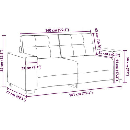 Zweisitzer Sofa Hellgrau Samt 140cm – Bequemes Wohnzimmer Sofa