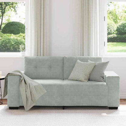 Zweisitzer Sofa Hellgrau Samt 140cm – Bequemes Wohnzimmer Sofa