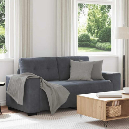 Zweisitzer Sofa Dunkelgrau Samt – Kleines Sofa mit Kissen