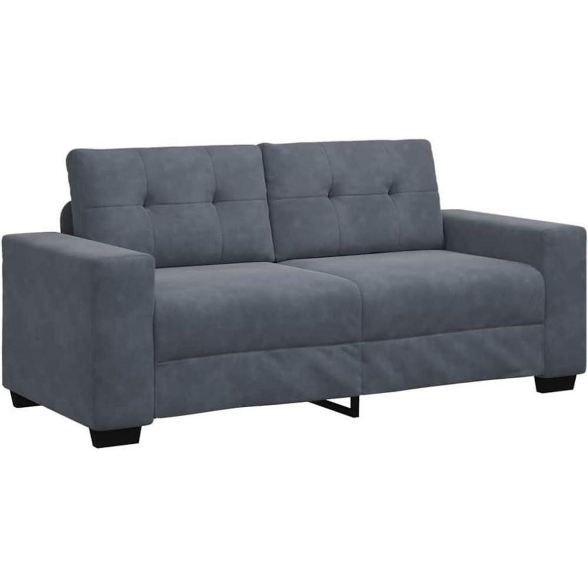 Zweisitzer Sofa Dunkelgrau Samt – Kleines Sofa mit Kissen