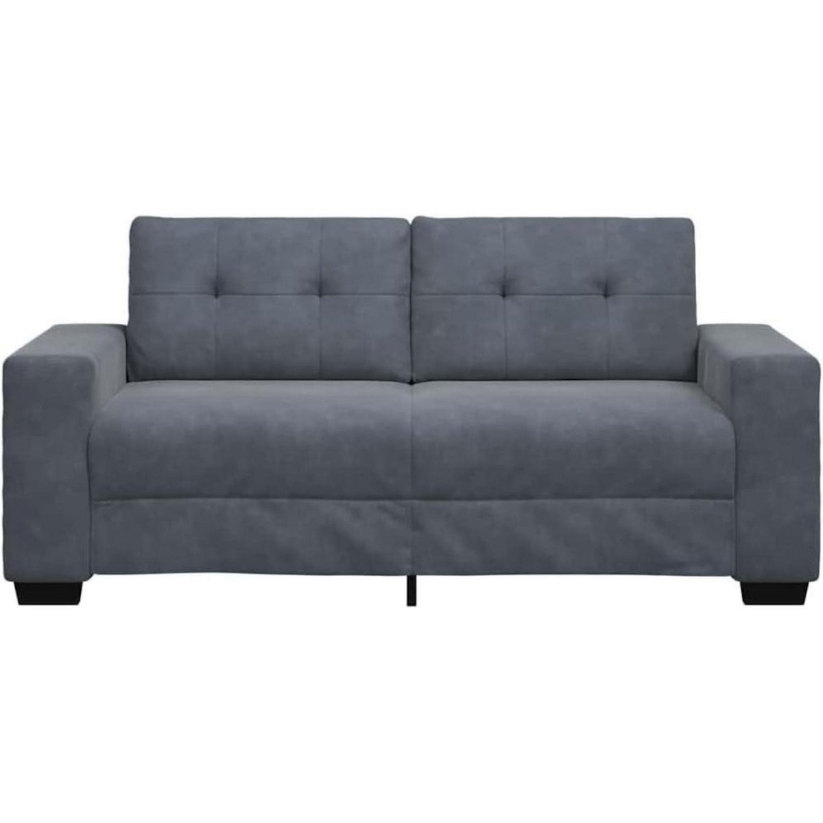 Zweisitzer Sofa Dunkelgrau Samt – Kleines Sofa mit Kissen