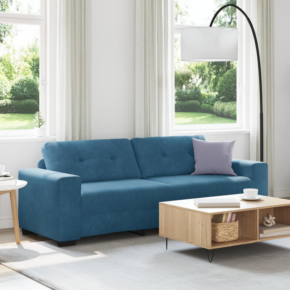 Blaues Samt Sofa 3-Sitzer | Modernes Polstersofa 180cm