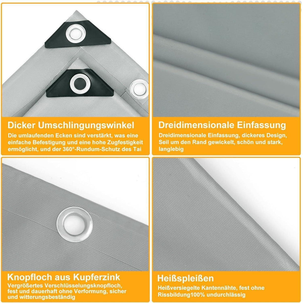 Abdeckplane Grau 3x4m – Wasserdicht, Reißfest & UV-Beständig