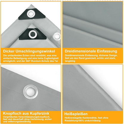Abdeckplane Grau 3x4m – Wasserdicht, Reißfest & UV-Beständig